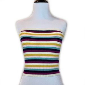 American Eagle Retro Ribbed Knit Striped Tube Top